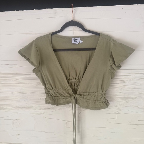 Princess Polly Jamison Reid Crop Top Khaki | Size US 10 - Picture 3 of 7
